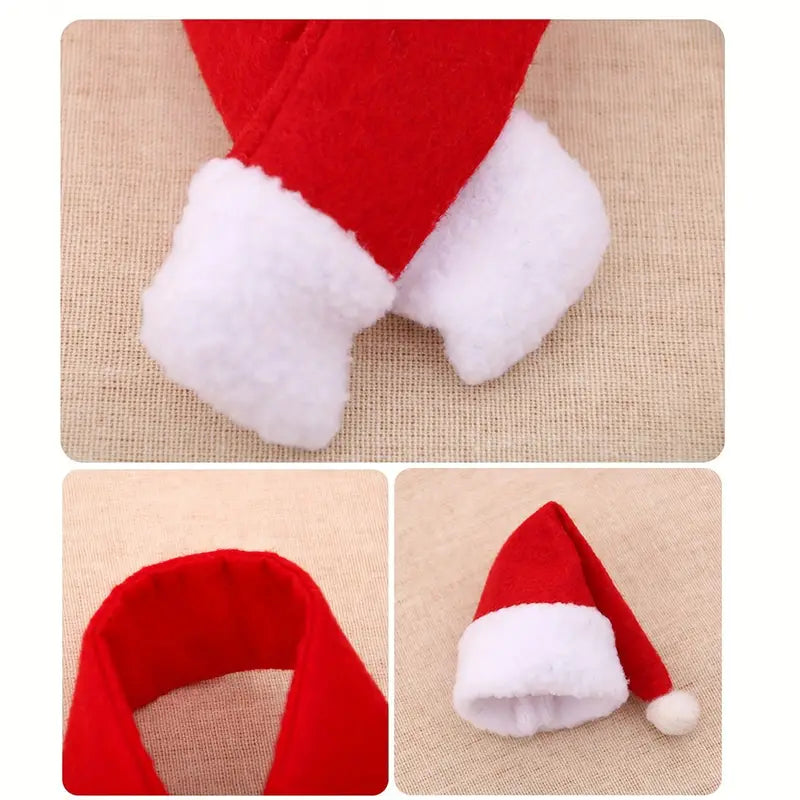  2-Piece Christmas Hat Wine Bottle Decoration Set