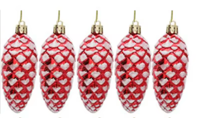 5-Piece Set of Pinecones – Gold, Silver, and Red